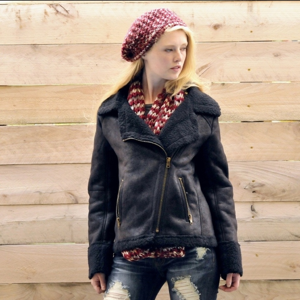 SLEIGHT Vegan Suede And Shearling Moto Jacket NWT - Picture 6 of 8